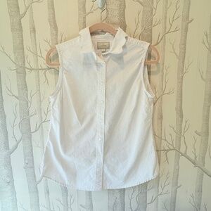 Kiel James Patrick Scallop Oxford White Sleeveless Shirt- Size Large